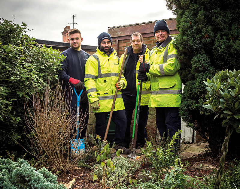 The Burleys team on site at the new sensory garden