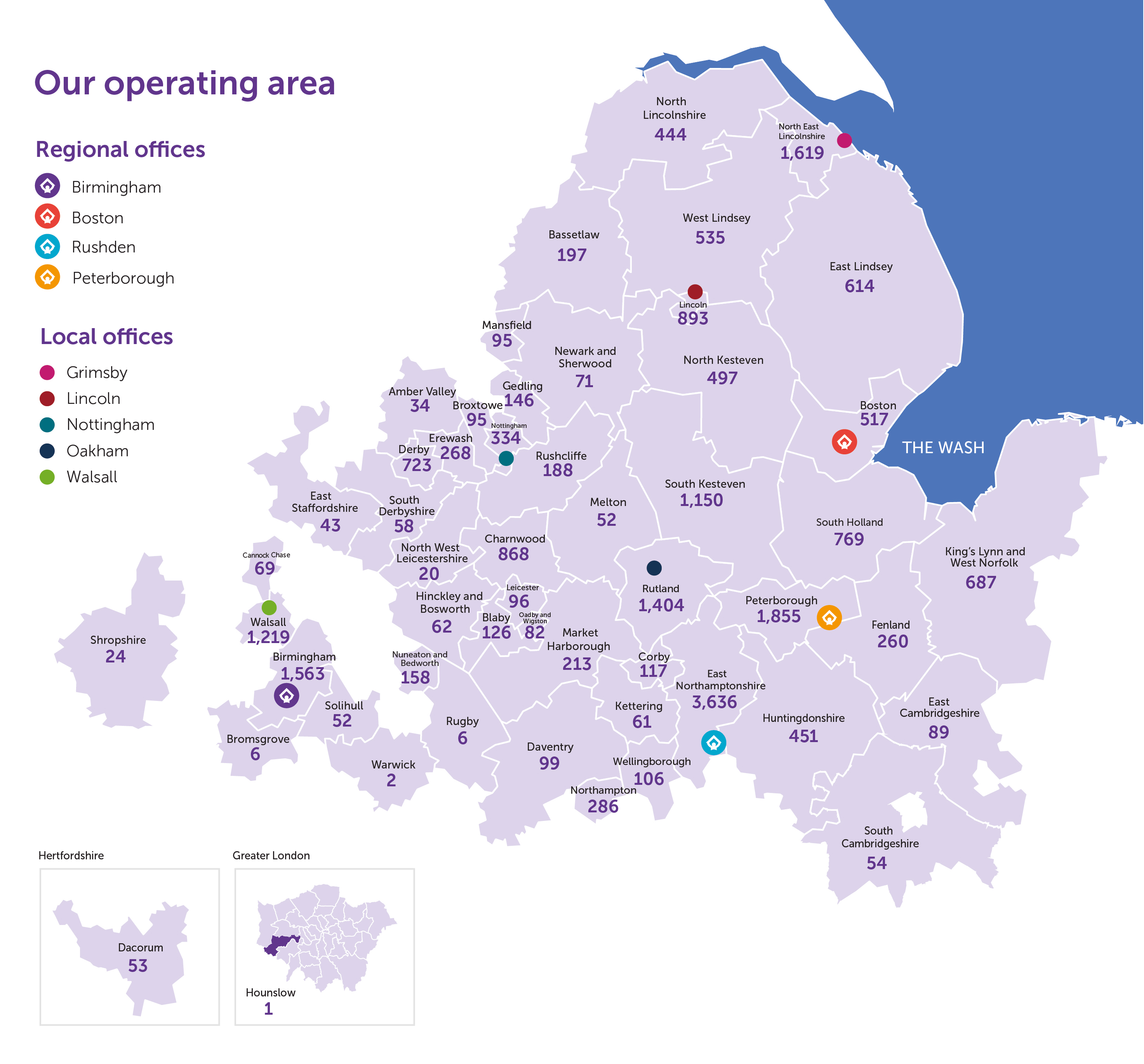 Longhurst Group's operating area
