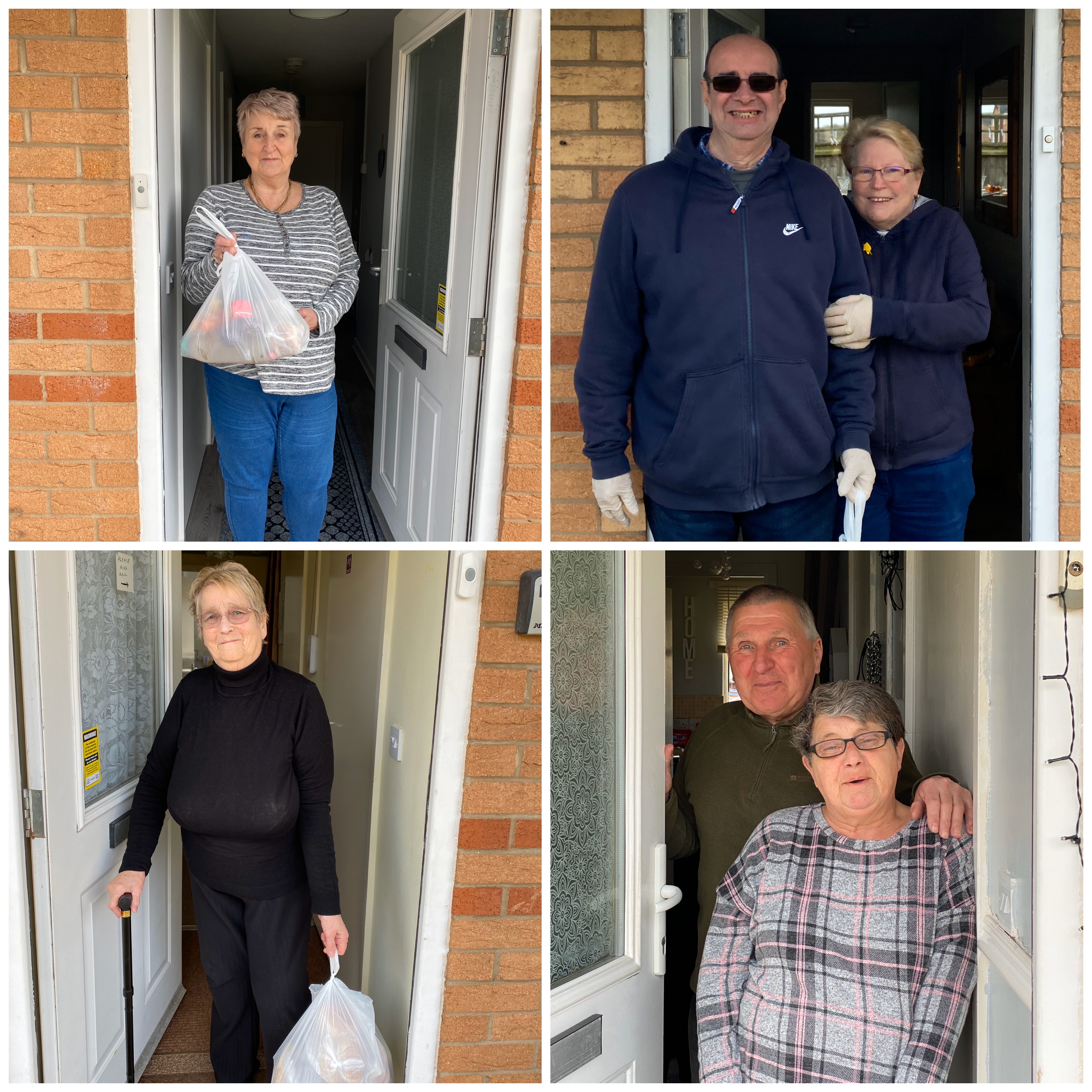 Customer receiving food parcels