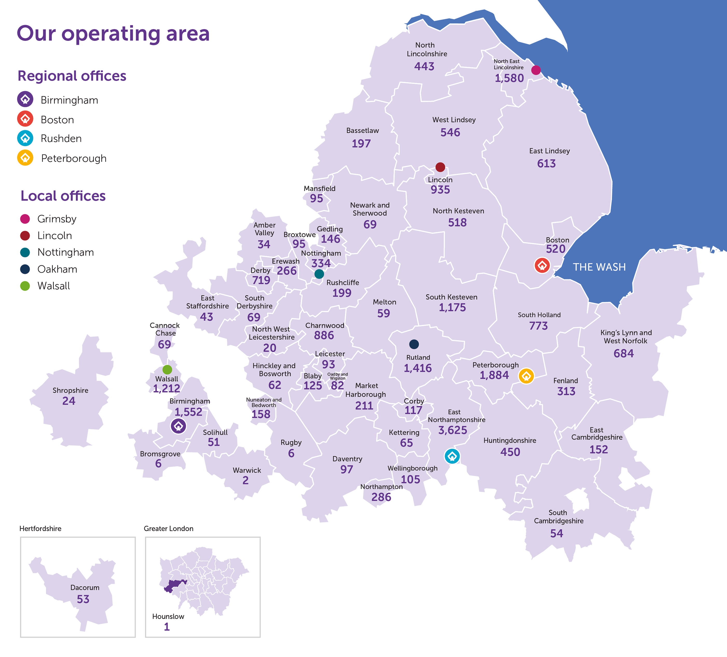 Map of Longhurst Group's operating area