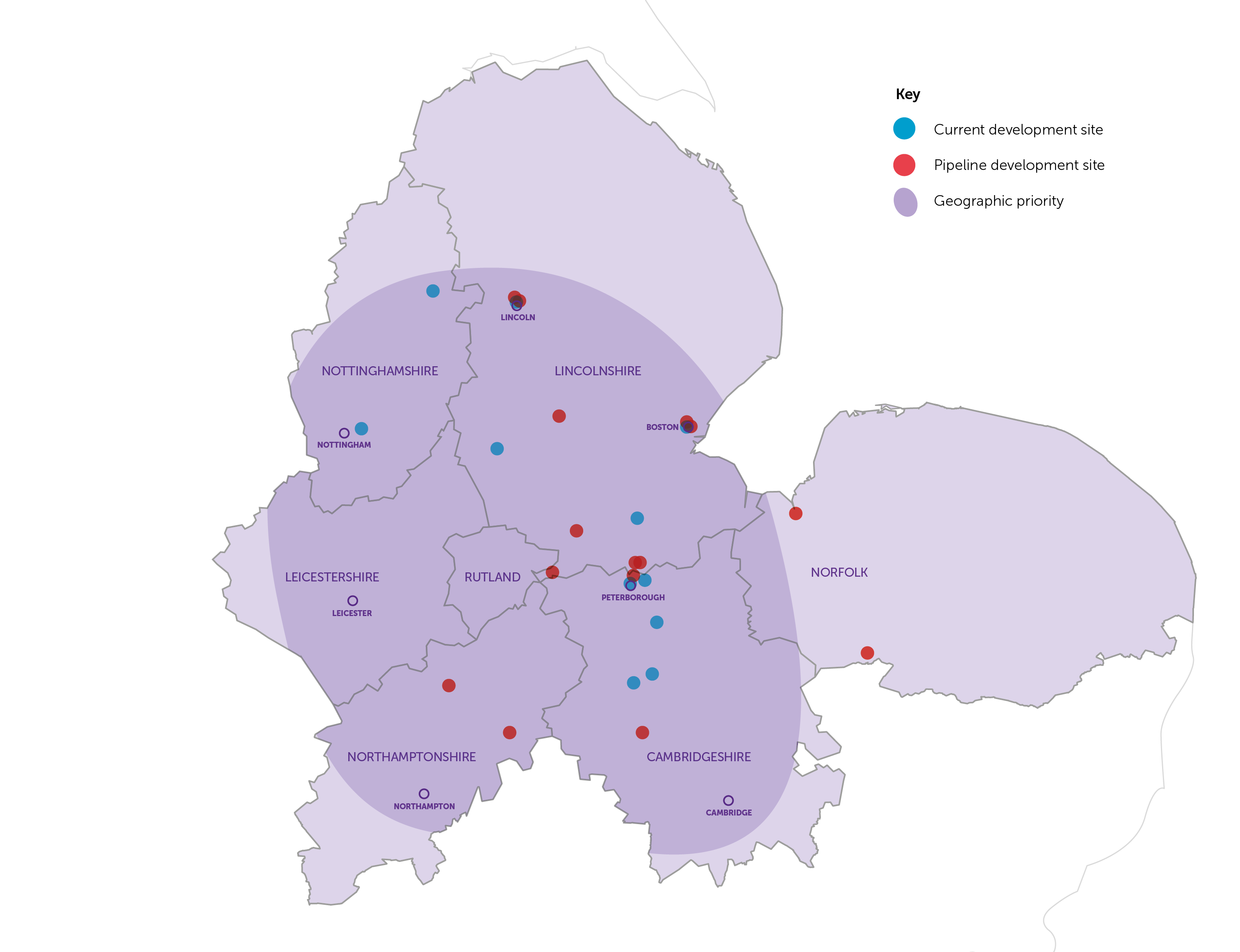 Longhurst Group's areas of key focus for development