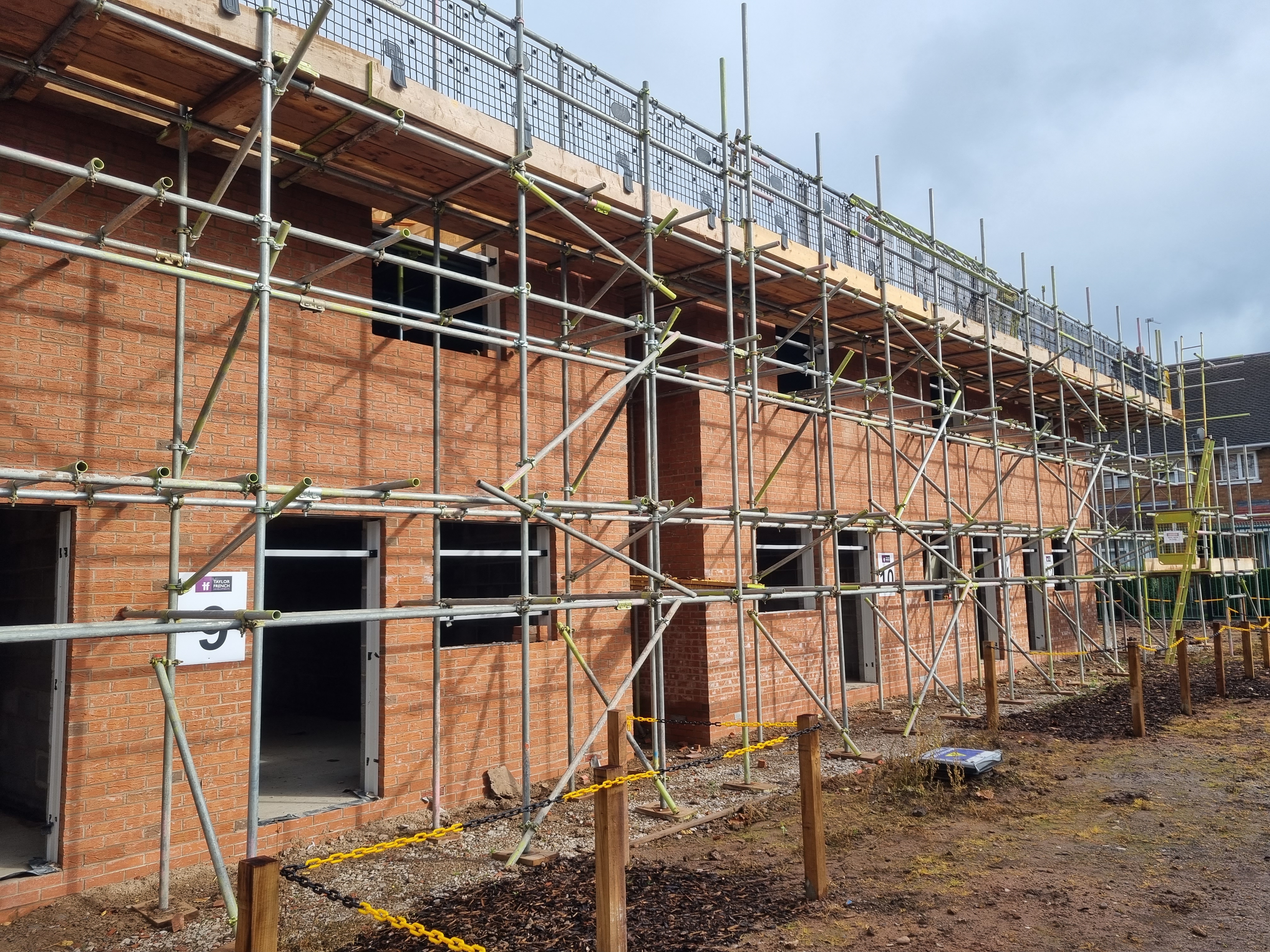 Scaffolding on homes in Walsall