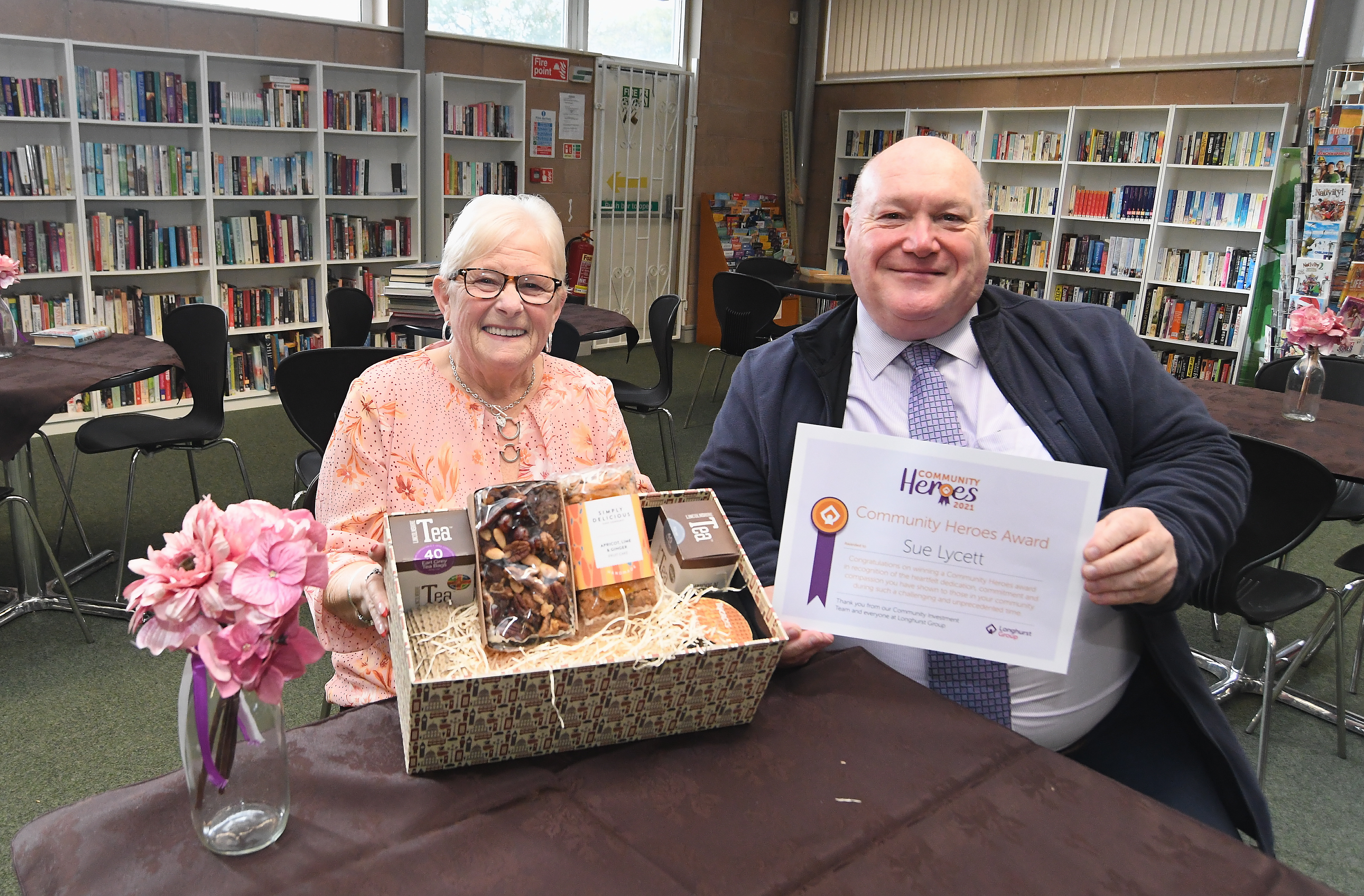 Sue Lycett receiving her award