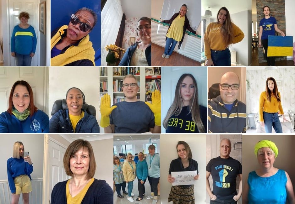 Longhurst Group colleagues wearing blue and yellow to show their support for Ukraine