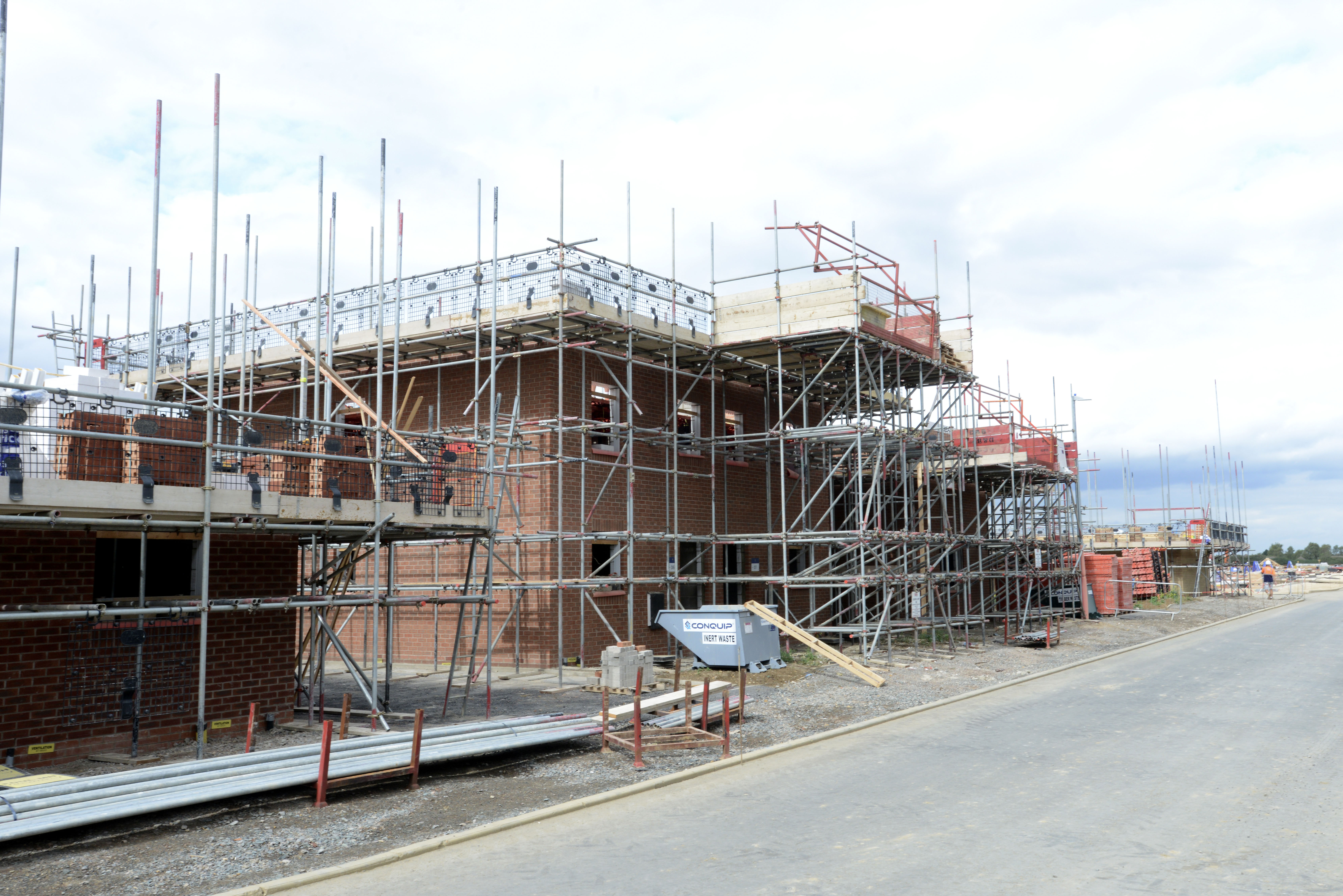 New build house with scaffolding