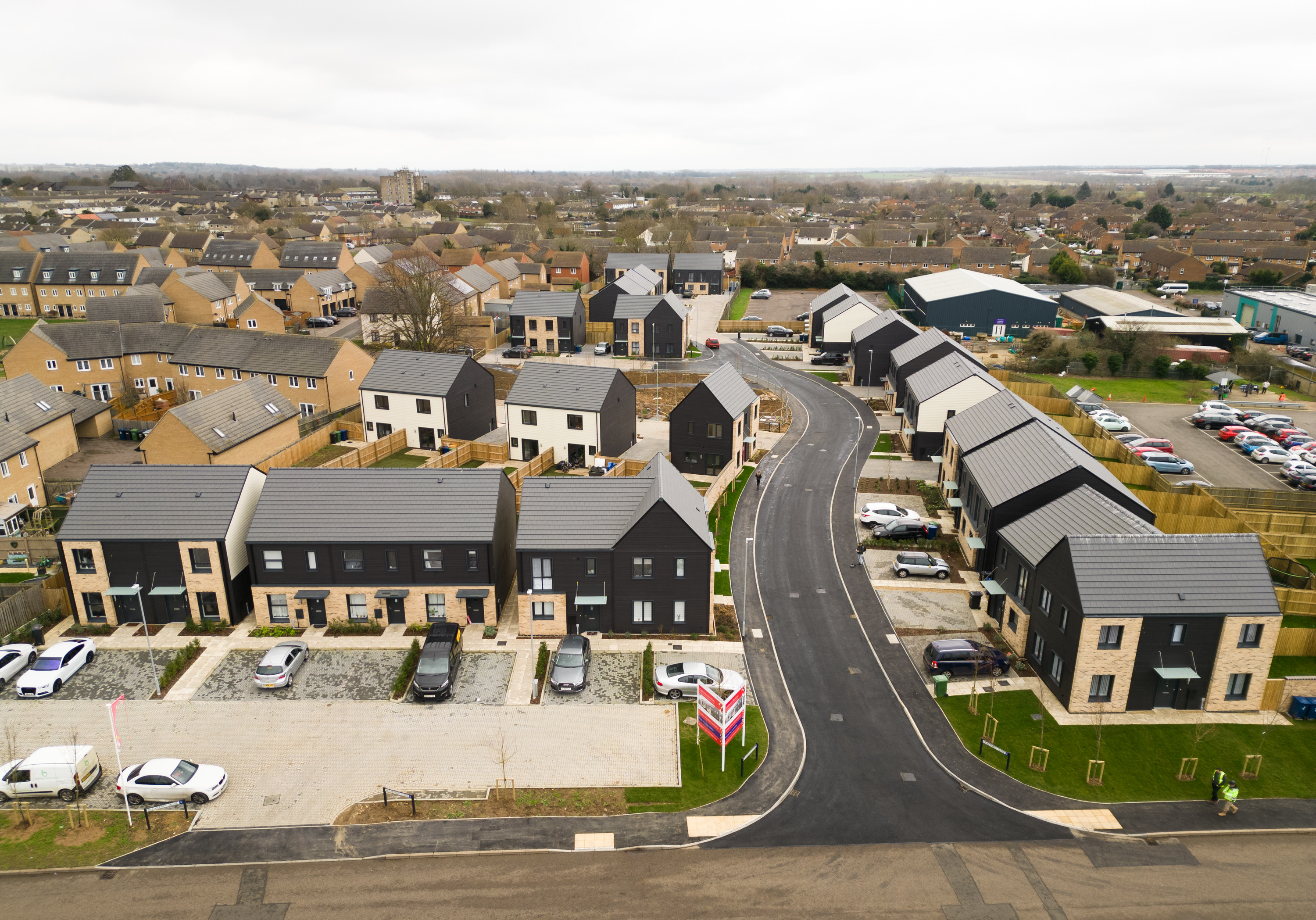 Aerial shot of a new development