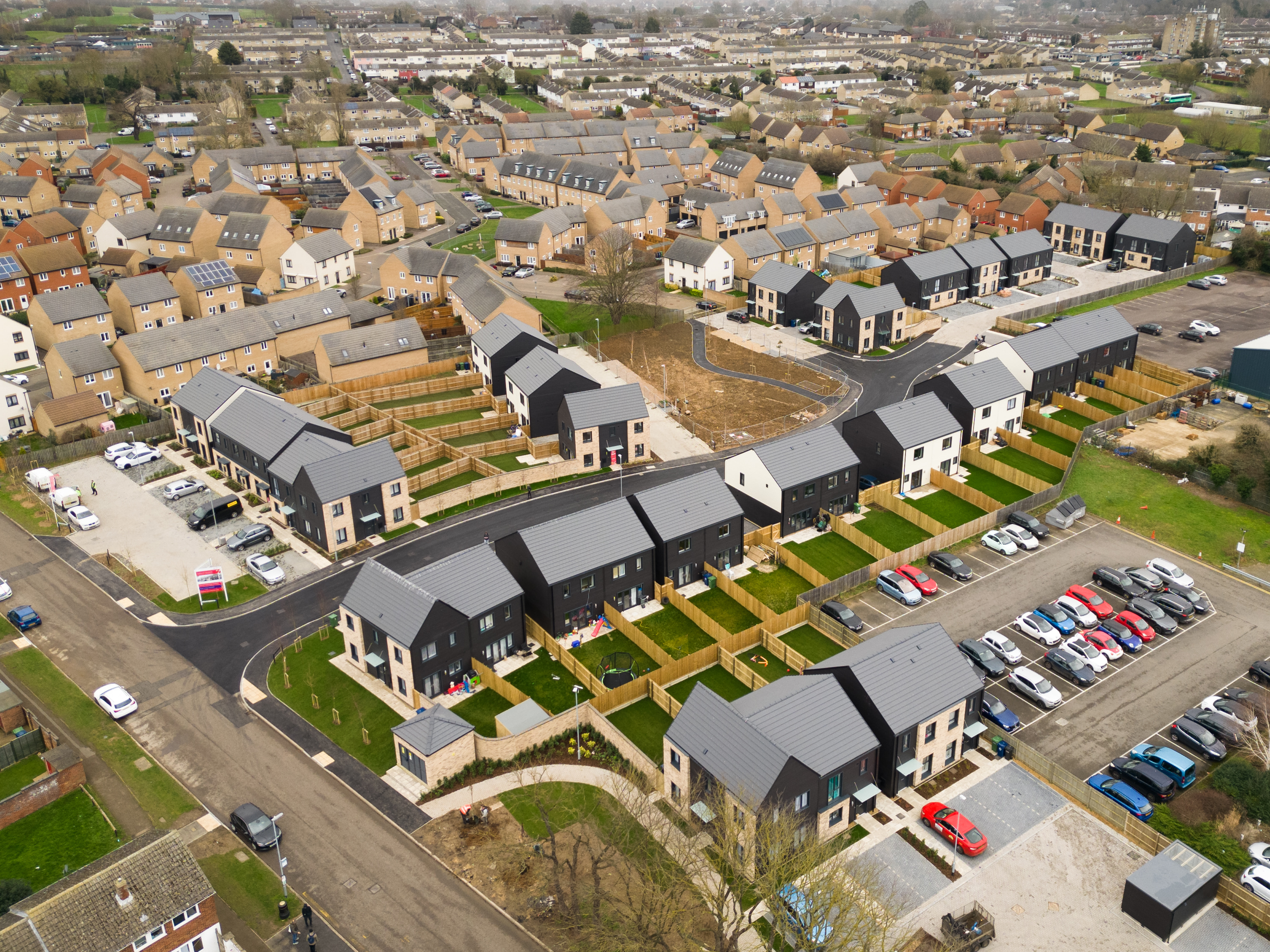 Aerial shot of new development