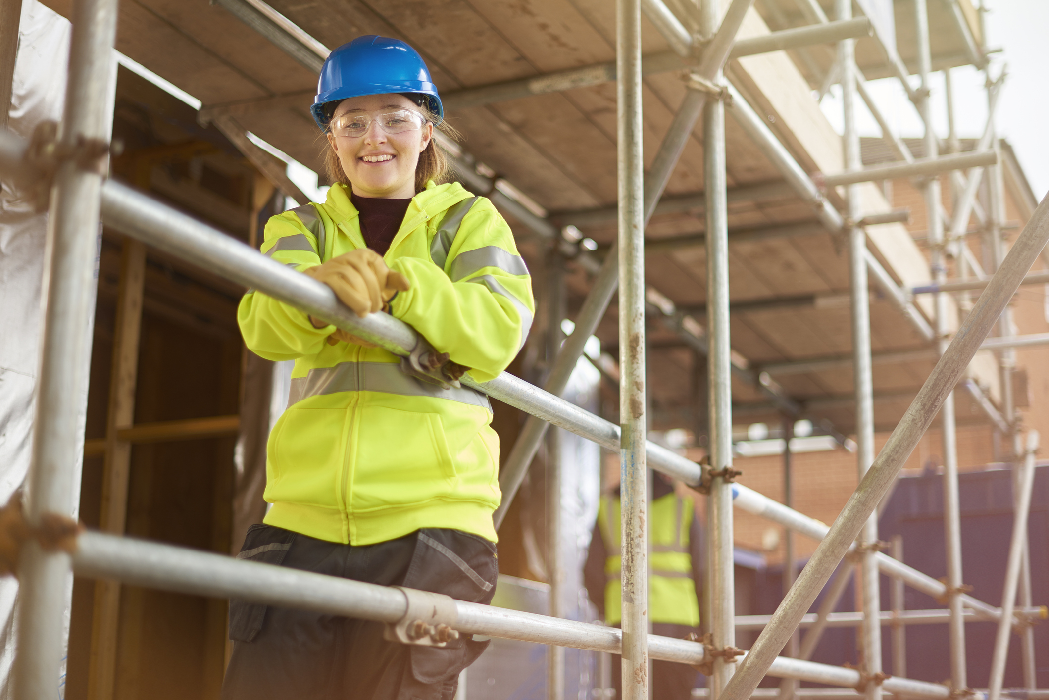 Lady on scaffolding